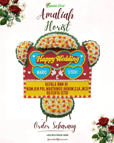 Karangan Papan Bunga Pernikahan di Ranupani